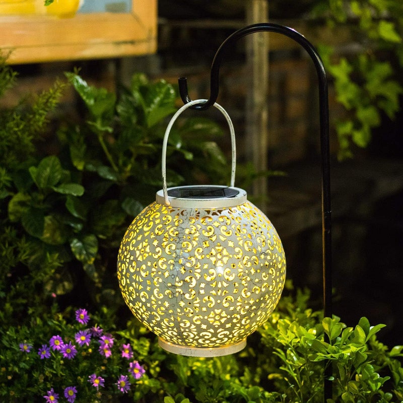 HOMEIMPRO Outdoor Solar Big Lantern Waterproof Garden Decor Gifts for Mom ,Solar Garden Lights for Backyard Table Walkway Christmas Gifts for Grandma Wife (White,1Pack) - Image 3